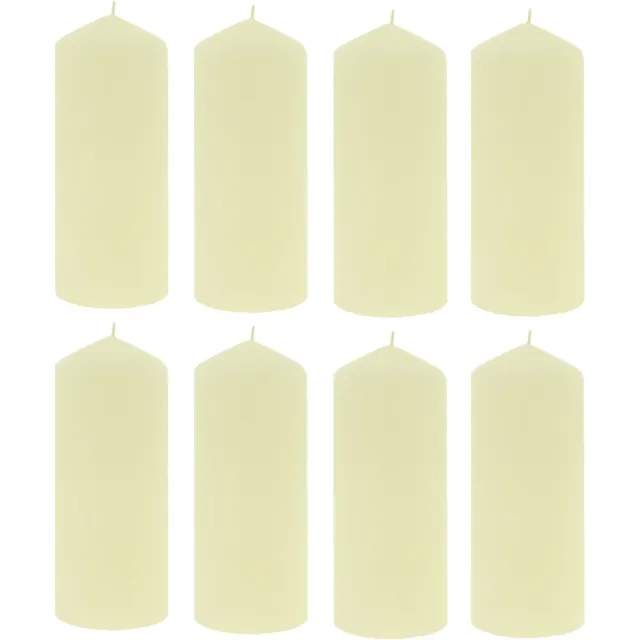 KFS & B Geurloze stompkaars cilinderkaars - Ivoor - paraffinewas - Branduren 64 uur - 18 x 7,5 cm - 8 stuks Crème