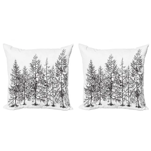 ABAKUHAUS Winter Kussenhoezen Set – 2x40x40 cm – Dubbelzijdig bedrukt – Zwart-Wit Zwart en wit