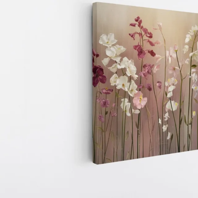 Saammp Canvas Schilderij - Kleurrijk bos bloemen - Natuur - Landschap - 20x20 - Foto op canvas - Wanddecoratie - Muurdecoratie Woonkamer - Slaapkamer decoratie - Canvas Print Multicolor