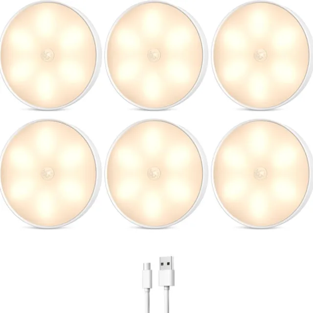 KZQ Bewegingssensor Kastlampje USB-C Oplaadbaar Onderkeuken Verlichting Dimbaar Batterij Led Stapverlichting Voor Trap, Kledingkast, Nachtlampje Automatisch Aan-Uit Wit