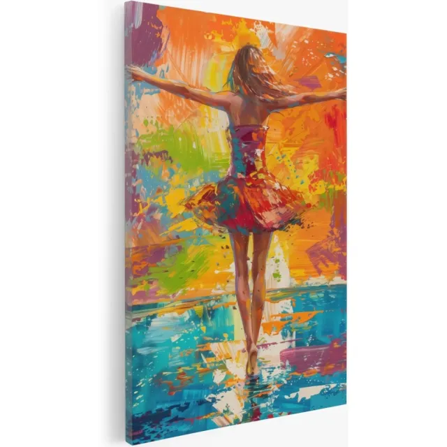 Saammp Canvas Schilderij - Abstract - Danseres - 30x45 - Foto op canvas - Wanddecoratie - Muurdecoratie Woonkamer - Slaapkamer decoratie - Canvas Print Multicolor