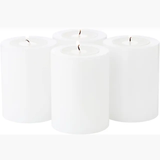Famanu Set van 4 theelichthouders voor standaard theelichtjes, hittebestendig tot 90 °C, ø 6 cm, hoogte 8 cm wit