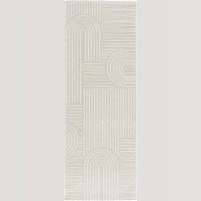 TESSO LIVING Modern Laagpolig Vloerkleed in Boho Stijl – 80 x 220cm – Crème – Premium Woonkamer Tapijt – Japans Design met Duurzame Jute onderkant Off White