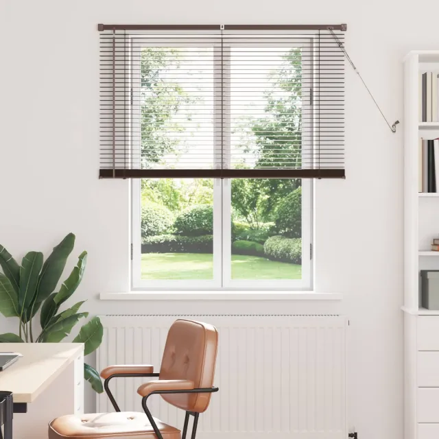 vidaXL Venetiaanse jaloezie Donkerbruin met Patroon 150 x 120 cm 25 mm