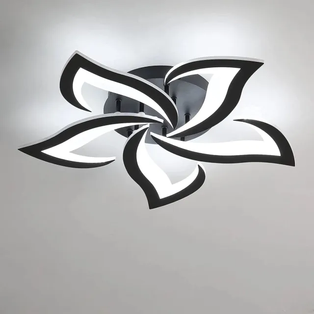 Riserva LED Plafondlamp Modern - 60W 7200lm - Zwart - 6500K Koud Wit - Design Plafondlamp 5-Lichts - voor Woonkamer, Slaapkamer en Keuken