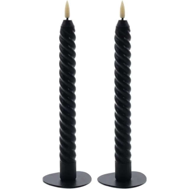 Mansion Atmosphere swirl led diner kaars rustic zwart 24,5cm - 2 stuks [gid://shopify/Metaobject/303110226255]