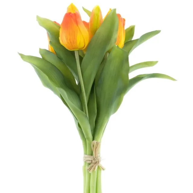 Vermeer 7 kunst tulpen Vermeer-boeket van 7 oranje kunsttulpen-Real Touch Vermeer tulip bundle Sally X7 oranje 31cm