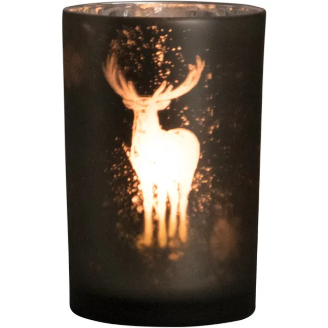Mars & More Hert groot - theelichthouder glas groen - 18 cm