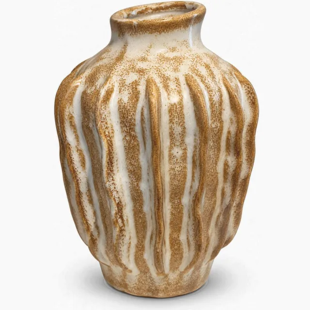 homebound by ky Nori Vaas Keramiek - Crème/Bruin - H 27 cm Beige
