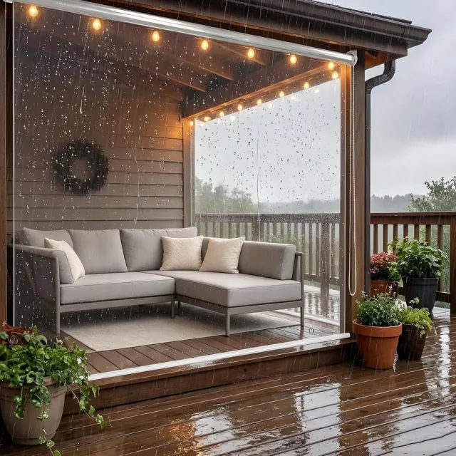 Famanu Transparante PVC rolgordijnen voor buiten, waterdicht en robuust, ideaal voor terrassen en pergola's, uitstekende bescherming tegen weersinvloeden
