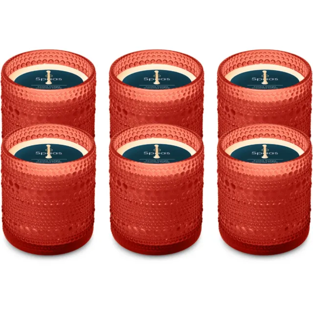Spaas Twinkling geurloze kaars in glas - Set van 6 kaarsen - circa 35u - Donkerrood