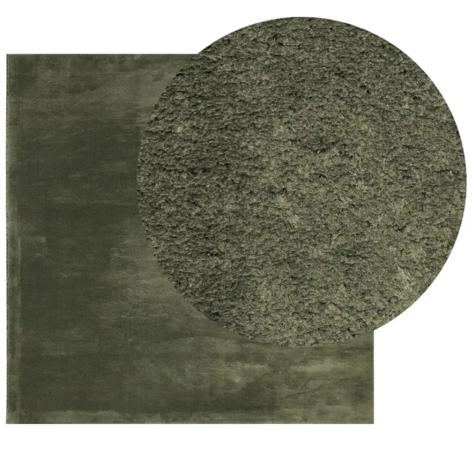 vidaXL Vloerkleed HUARTE Green 240 x 240 cm 100% Polyester Plat Groen