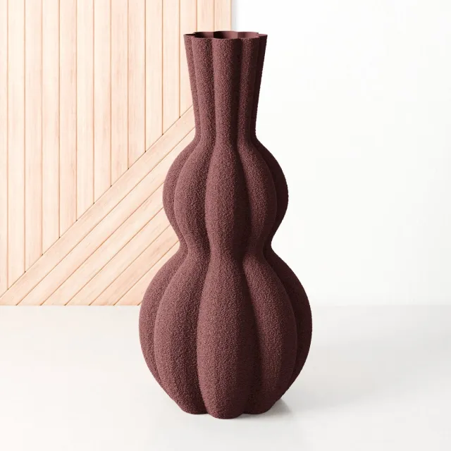 Fleuriek Kleine vaas Rood - H30 cm - Bolvaas voor droogbloemen of als decoratieve bloemenvaas, ronde design vaasjes van bio-kunststof - Vaas met structuur