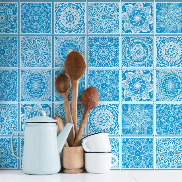 Ambiance Sticker Muurstickers - Zelfklevende tegelmuurstickers voor keuken en badkamer - 60 Bohemian Kinta tegelstickers - 60 stickers 20x20cm Multi color