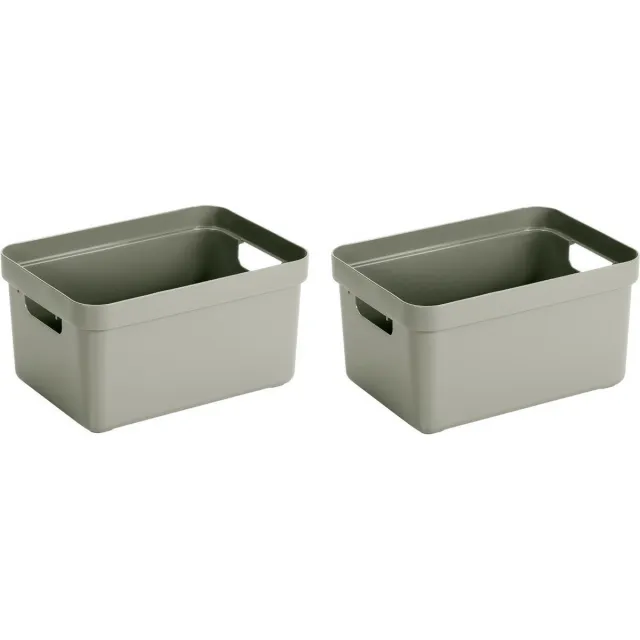 Sunware Opbergbox Sigma - 8x - kunststof - lichtgroen - 13 liter - Opbergbakken/opbergers - 35 x 25 x 18 cm