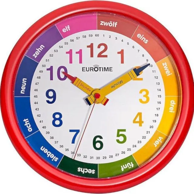 EUROTIME 80013 - wandklok - Quartz - Analoog Rood