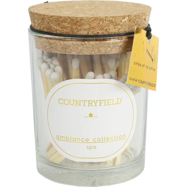Countryfield Lucifers in Glas Spa - 100 Stuks Wit