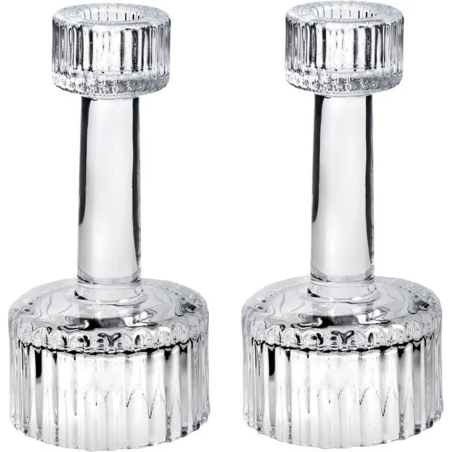 Concord Set van 2x stuks kaarsen kandelaar van decoratief luxe glas 7 x 15 cm - Houder geschikt voor dinerkaarsen Transparant