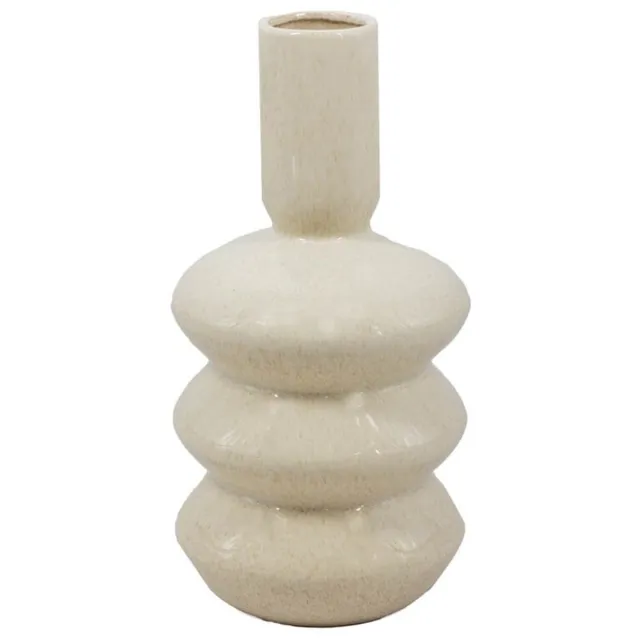 homebound by ky Aardewerk vaas disk beige Wit