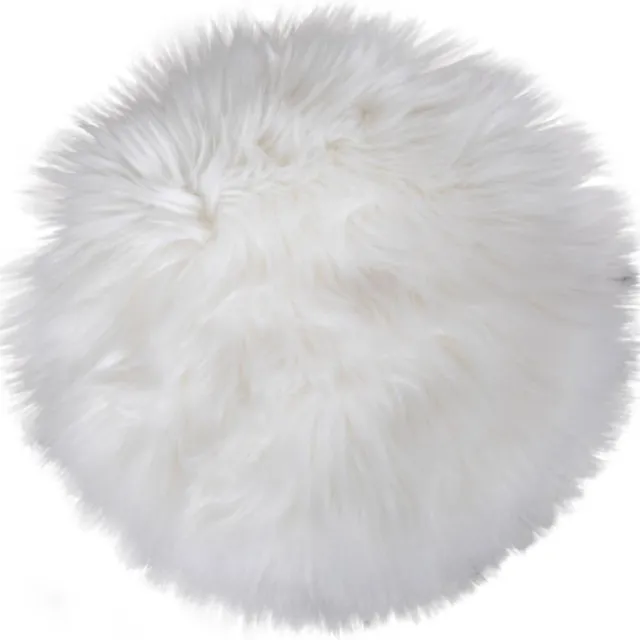 House Nordic Laila stoelkussen, lamsvel imitatie Ø35 cm natuur. Wit