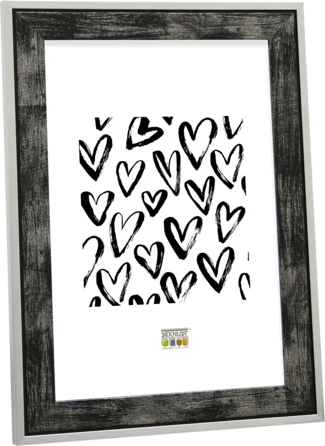 Deknudt Frames fotolijst S43RE2 - zwart - zilverkleurige rand - 24x30