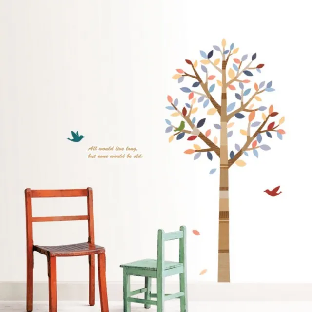 Ambiance Sticker Decoratieve muurstickers met een boom en vogels. Multi color