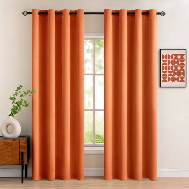 My Ninki ® Gezellige en Functionele Verduisteringsgordijnen met Inspringringen voor Slaap- en Woonkamers oranje