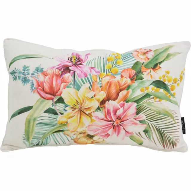 NOVÉE Colorful Flowers Wit Kussenhoes | Katoen | 45 x 45 cm White