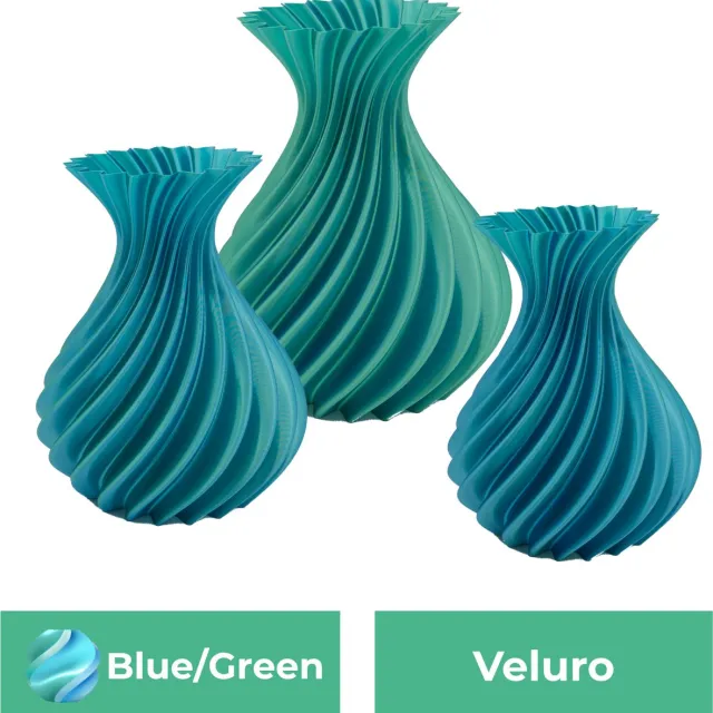 Lovora Veluro design vaas – Decoratieve vaas - Blauw / Groen - 3d geprinte vaas – geschikt voor droogbloemen - 34CM