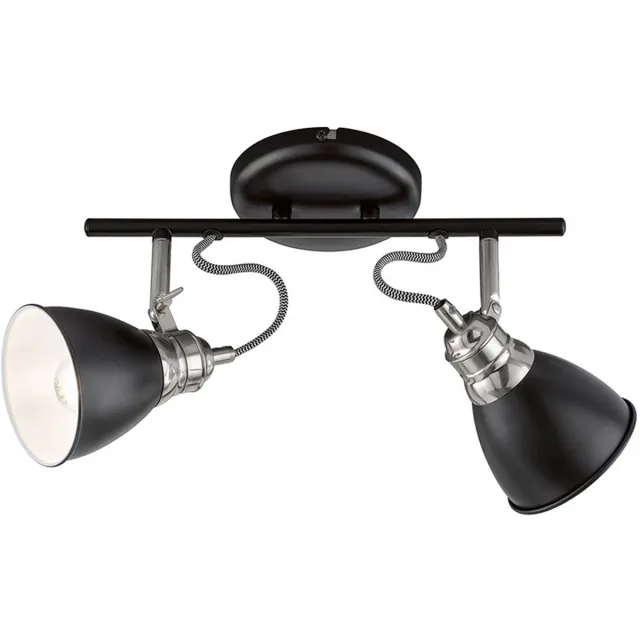 Fischer Leuchten Plafondlamp woonkamerlamp slaapkamerlamp plafondspot eetkamerlamp, metaal zwart nikkel chroom, 2 vlamspots verstelbaar E14, L 35 cm