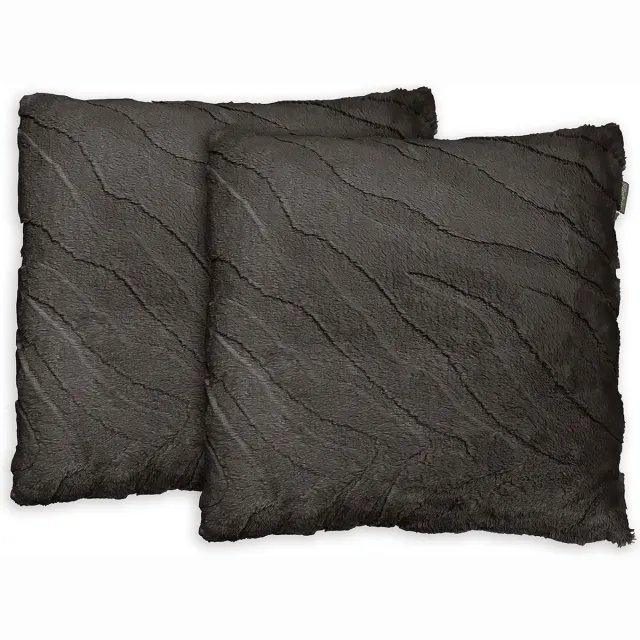 Eleganzzz Sierkussens Jacquard Rabbit Fur - Taupe Grey - Sierkussens 50x50cm - Set van 2 Kussens
