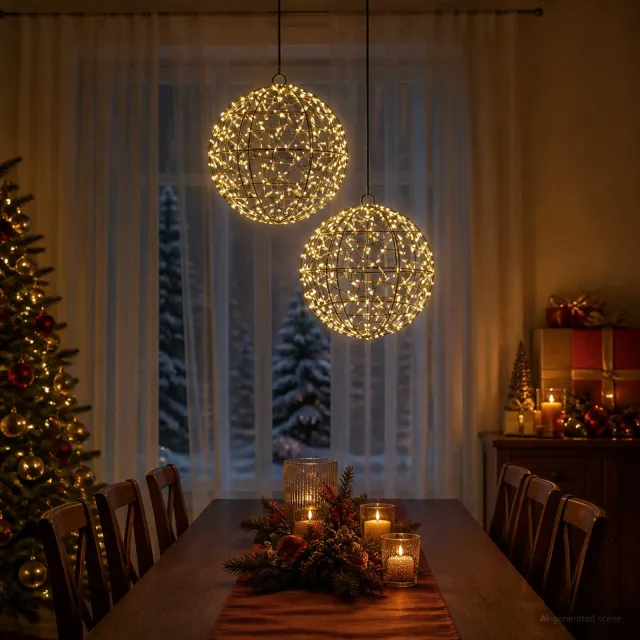 vidaXL Kerst Finial Licht 2 st 600 LED's Warmwit Diameter 30 x 32 cm