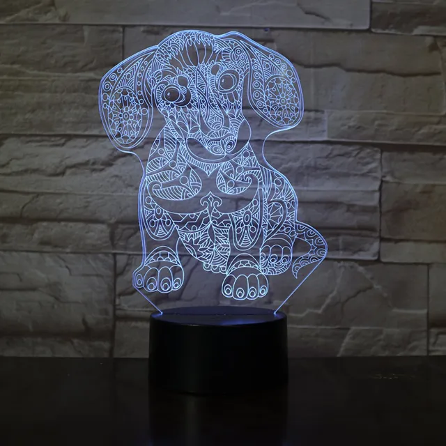 MC Living 3D Led Lamp Met Gravering - RGB 7 Kleuren - Hond