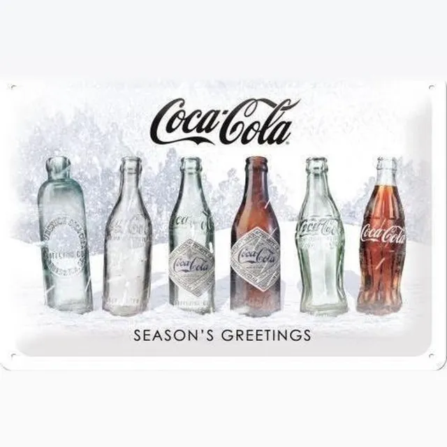 Nostalgic Art Merchandising Coca Cola Season's Greetings Metalen wandbord in reliëf 20 x 30 cm. Multi