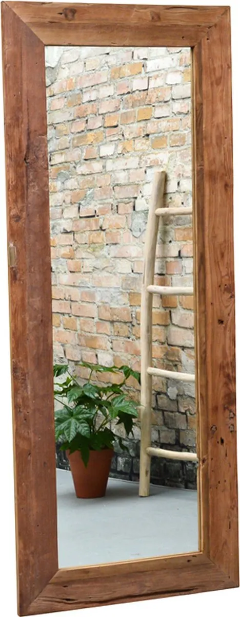 Livingfurn Spiegel Erosie 200x80 cm - Teakhout Bruin