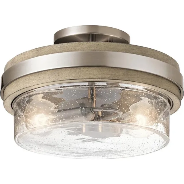 Kichler LED Plafondlamp Grand Bank | 2X E27 Max 60W | Dimbaar | Distressed Antique Grey Geen