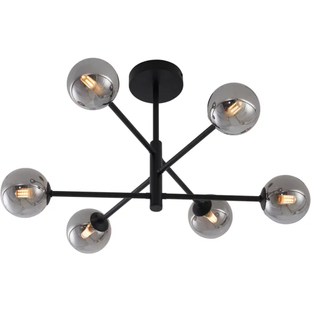 QAZQA ryan - Moderne Plafondlamp - 6 lichts - L 62 cm - Zwart - Woonkamer | Slaapkamer | Keuken