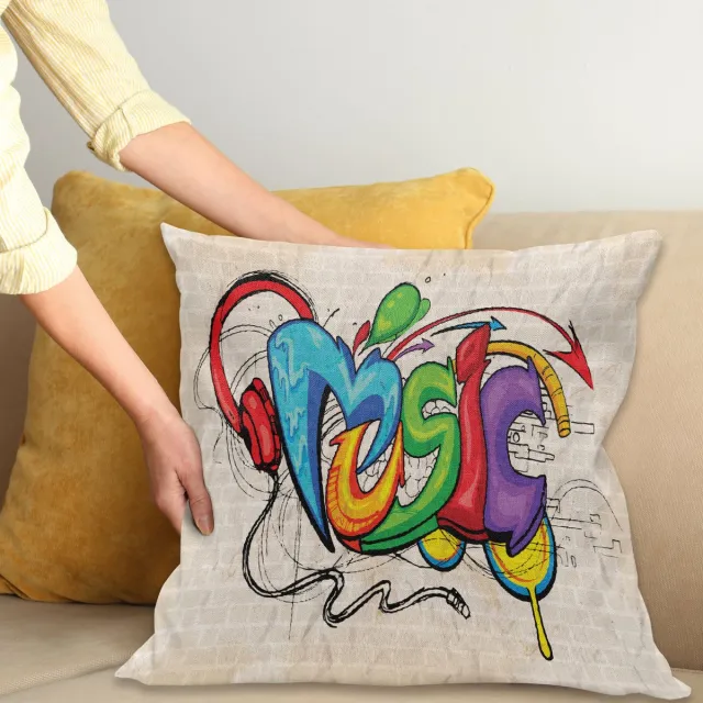 ABAKUHAUS Bloemen Sierkussenhoes Set van 4, Abstract Bloemen en Bloemblaadjes met Exotisch Vibes Kleurrijk Modern Stijl, Modern Accent Dubbel-Dubbelzijdig Digital Print, 24", Ruby Amber en Babyblauw