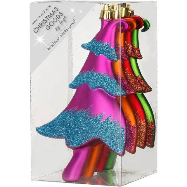 Christmas goods Kersthangers - 4x - kerstbomen - gekleurd - 14.5 cm - kerstversiering Multi