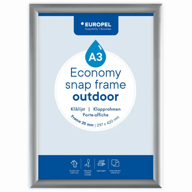 Europel Kliklijst Economy Outdoor A3 Zilver 25 mm