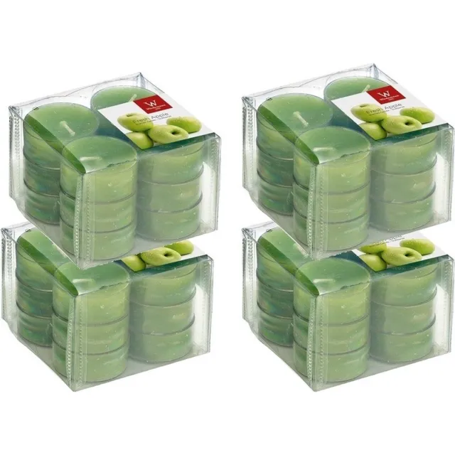 Trend Candles geurtheelichtjes/waxinelichtjes - 48x - appel geur - 4 branduren -transparante cup Groen