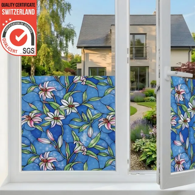 Homewell Raamfolie HR++ 45x300 - Isolerend & Zonwerend - Anti inkijk - Statisch - Bloemen-Orchidee
