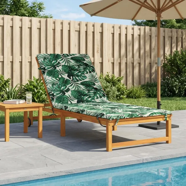 vidaXL Ligstoel Kussen GEMERT 100% Polyester Bladpatroon groen