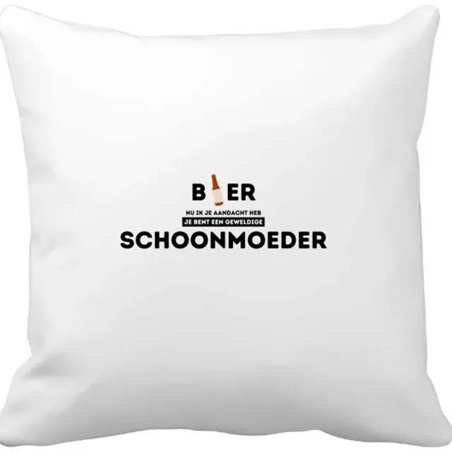 Akyol bier, nu ik je aandacht heb je bent een geweldige schoonmoeder Kussen hoes - Mama - de beste schoonmoeder - moeder cadeautjes - moederdag - verjaardagscadeau - verjaardag - cadeau - geschenk - kado - gift - moeder artikelen - 40 bij 40 cm Multicolor