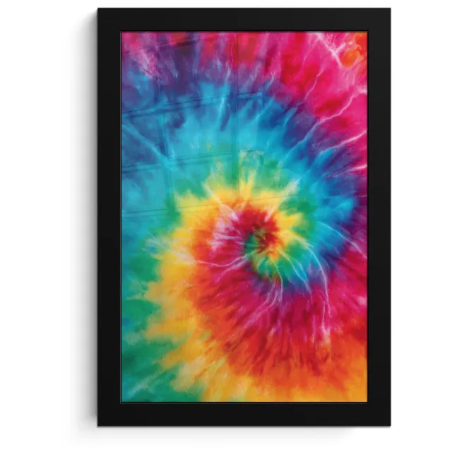 FrameYourWall Poster in lijst - Fotolijst 20x30 cm - Posters - Regenboog - Tie dye - Kleurrijk - Blauw - Posterlijst zwart - Decoratie - Wanddecoratie woonkamer - Muurdecoratie slaapkamer