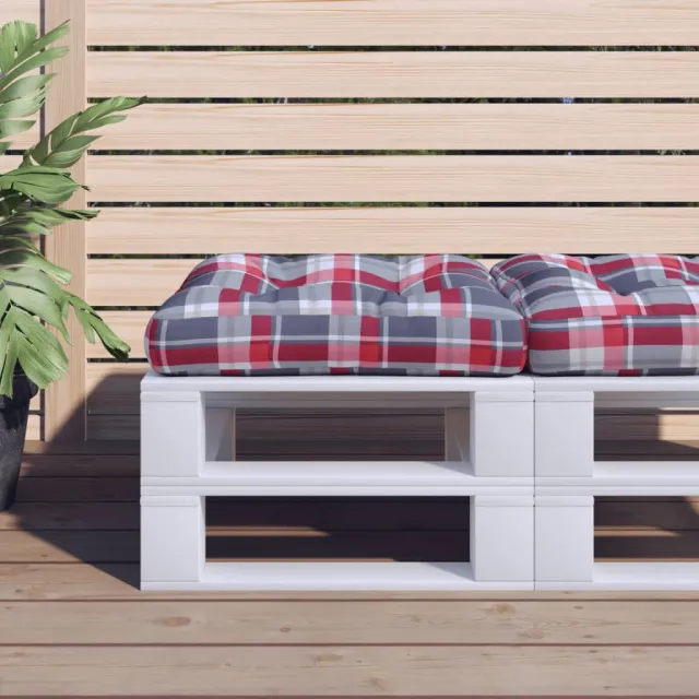 vidaXL Palletkussen stof ruitpatroon rood Meerkleurig