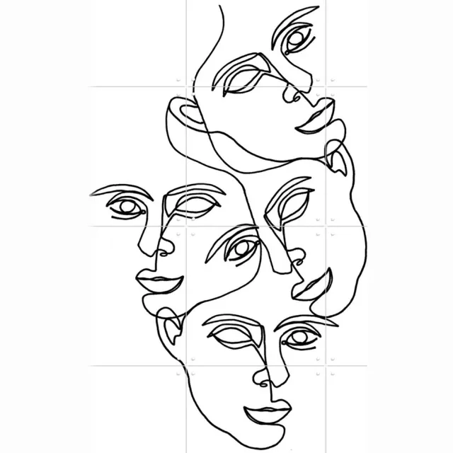 IXXI Mono, Julia Hariri - 60 x 80 cm - Grote wanddecoratie en posters - Line art, Minimalisme, Illustraties, Woonkamer, Portretten, Gezichten, Mensen Zwart en wit / Monochroom / Zwart