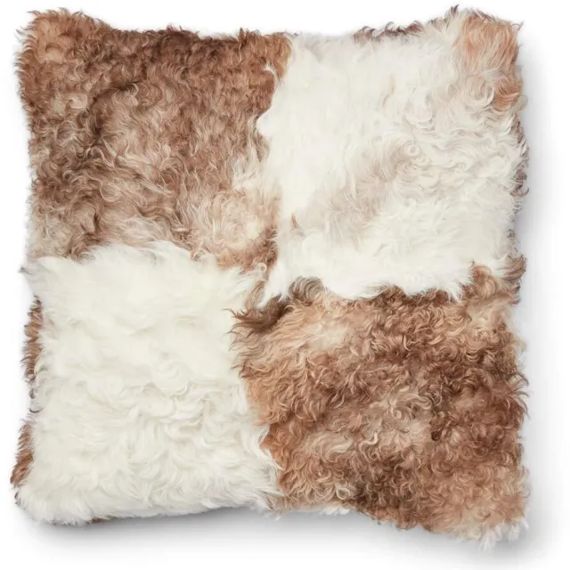 Sheepskin House Toscana Lam Kussen - Dubbelzijdig - 60x60 cm Brown/Beige Mix