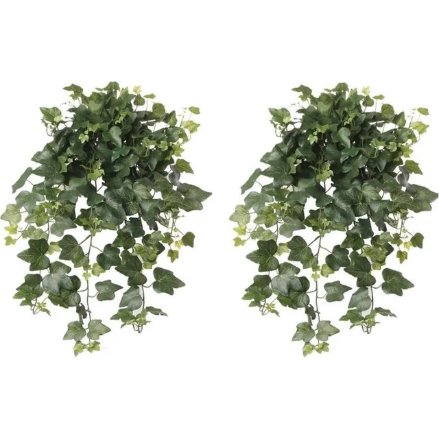 Shoppartners Hedera Helix Kunstplant - 2x - 65 cm - klimop - groen - UV en weerbestendig