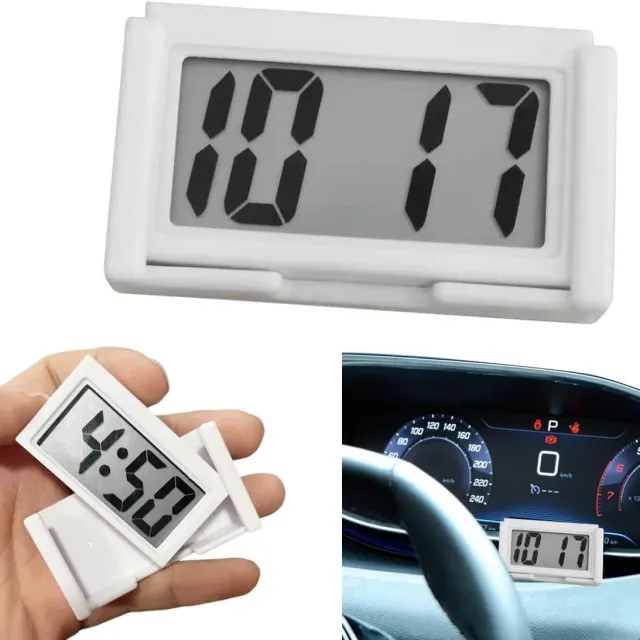 OUTARO Mini Car Clock - Kleine Digitale Klok - Mini Klok voor Auto - Dashboard - Bureau - Tafel - Badkamer -Wit